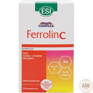 ESI FerrolinC Sitruunanmakuinen Rautapidolaatti + Acerola 24 annospussia 480ml