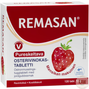 Hankintatukku Remasan pureskeltava mansikka 120tabl