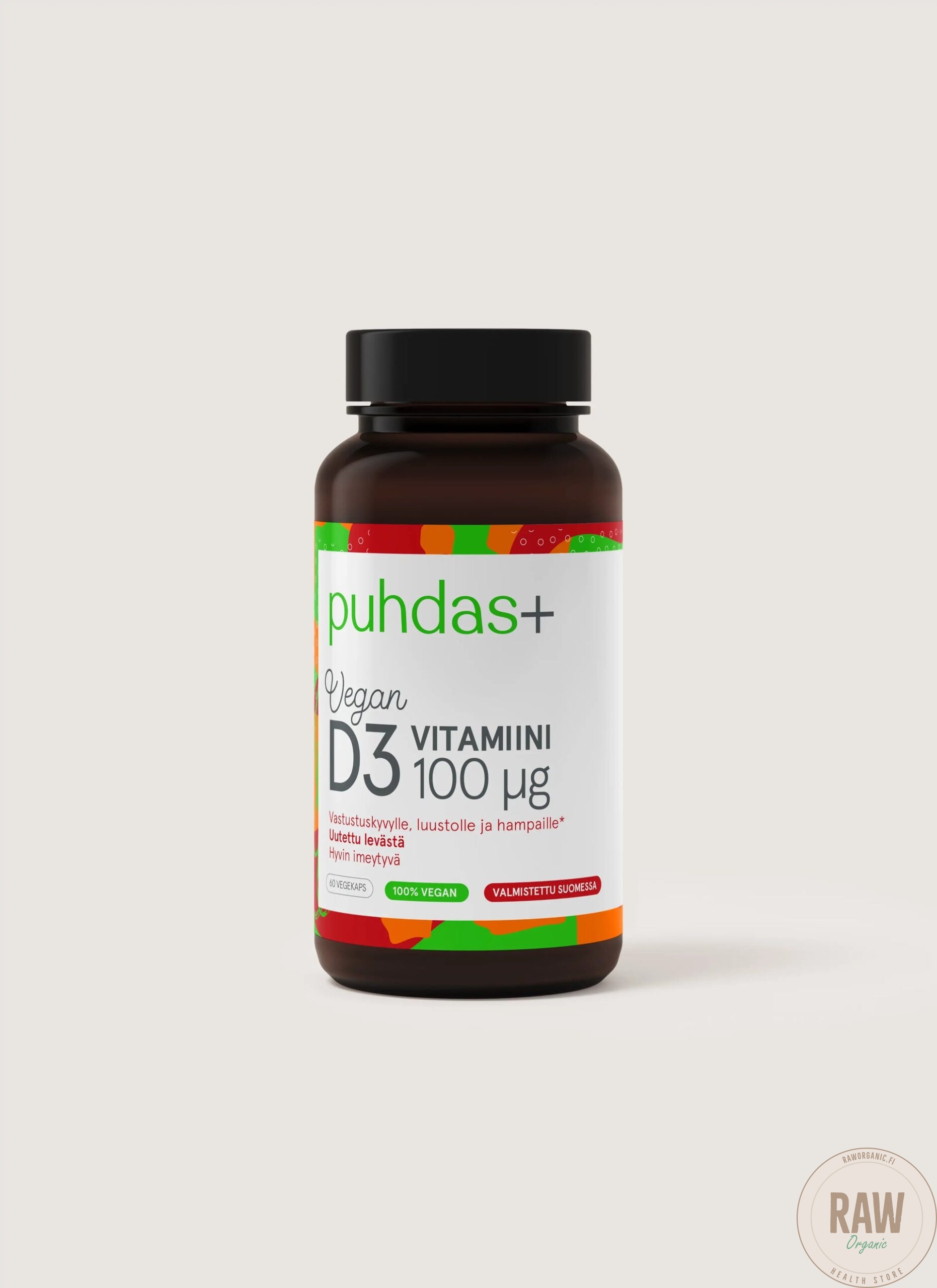 Puhdas+ Vegan D3-vitamiini 100ug 60kaps