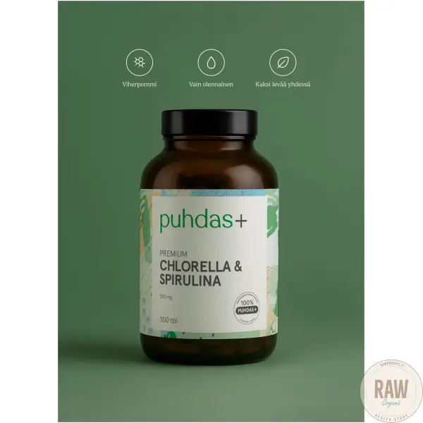 Puhdas+ Premium chlorella & spiruliina 300tabl. – kuva 2