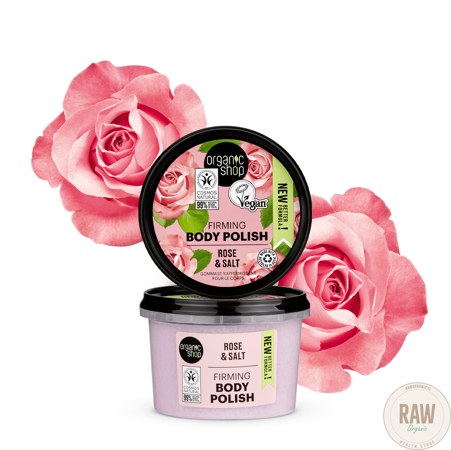 Organic Shop firming body polish rose & salt -vartalokuorinta 250ml
