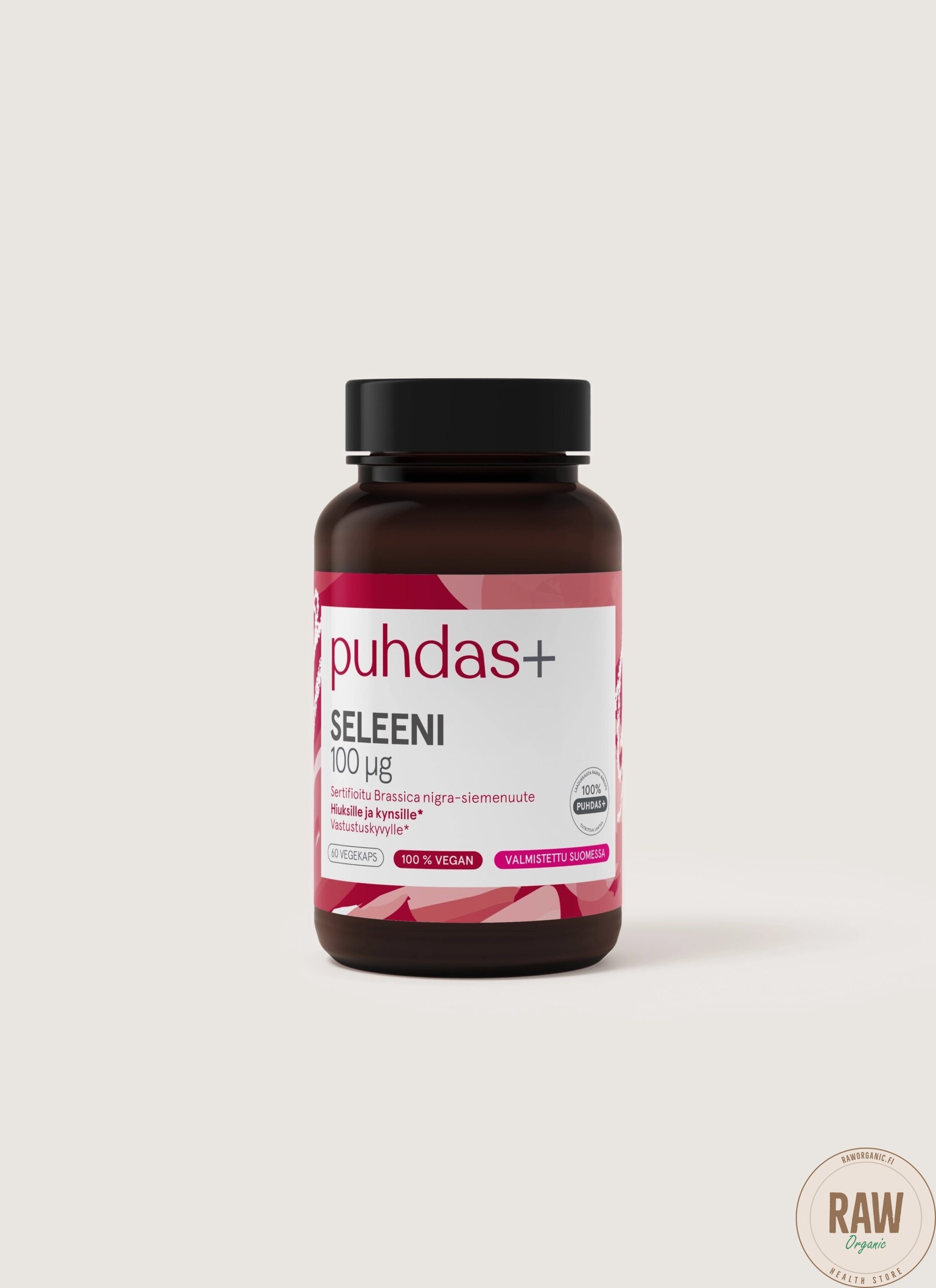 puhdas_Seleeni60kapstaustalla Puhdas+ Seleeni 100ug 60 kaps.