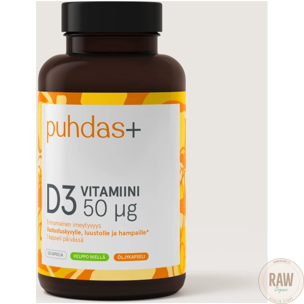 Puhdas+ D3-vitamiini 50µg, 60 kaps – kuva 2