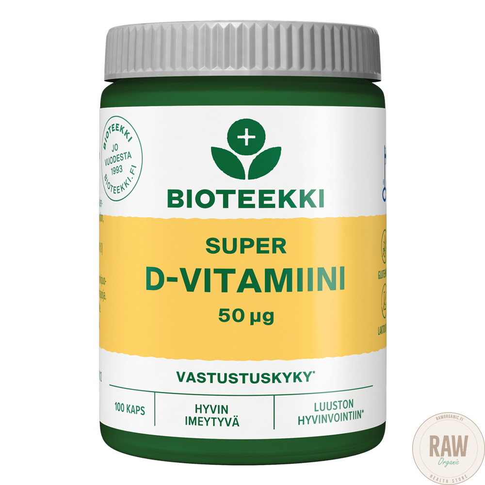 Bioteekki Super D-vitamiini 50ug 100kaps.