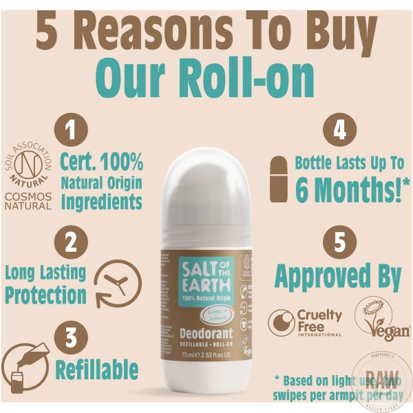Salt of the Earth Ginger & Jasmine Refillable Roll-on Deodorant 75 ml – kuva 2
