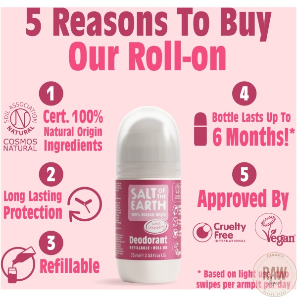 Salt of the Earth Sweet Strawberry Refillable Roll-on Deodorant 75 ml – kuva 2