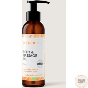 Puhdas+ Body & Massage Oil Orange & Vanilla, 150 ml