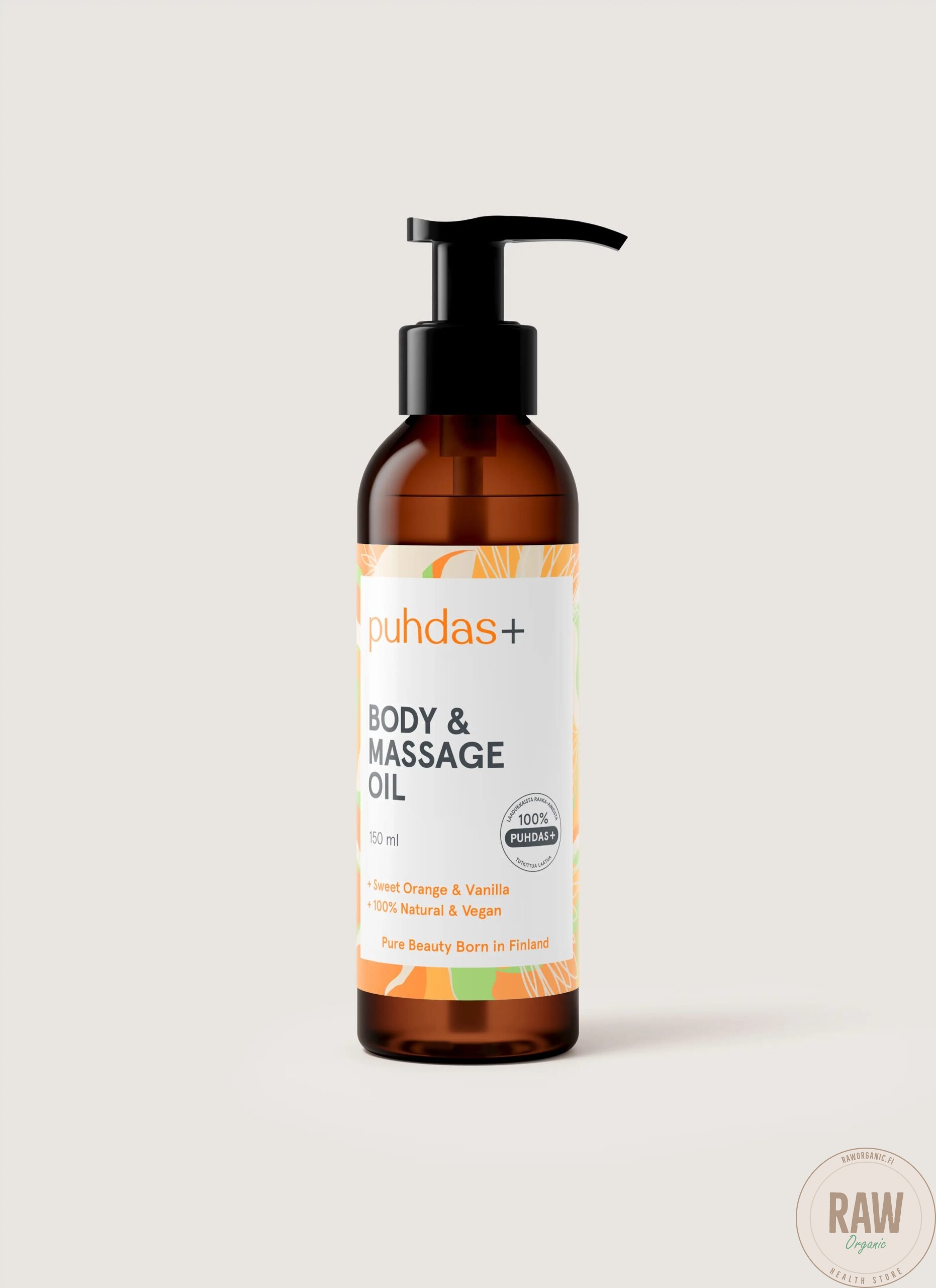 Puhdas+ Body & Massage Oil Orange & Vanilla, 150 ml