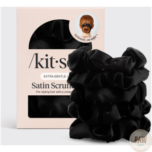 KITSCH Satin Sleep Scrunchies 5pc – Black