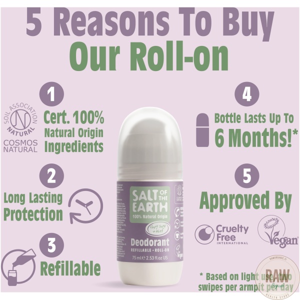 Salt of the Earth clary sage&mint roll on deodorant 75 ml – kuva 2