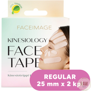 Faceimage Kinesioteippi Kasvoille – Normaalille ja rasvoittuvalle iholle (25 mm – 2 rullaa)