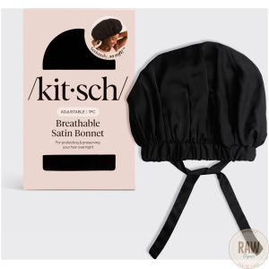 KITSCH,  Satin Sleep Xl Adjustable Bonnet – Black