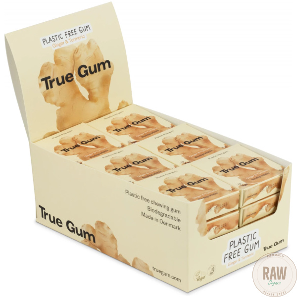 True Gum Inkivääri-Kurkuma Muoviton Ksylitolipurukumi 21g – kuva 2