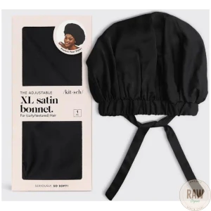 KITSCH___Satin_Sleep_Xl_Adjustable_Bonnet___Black