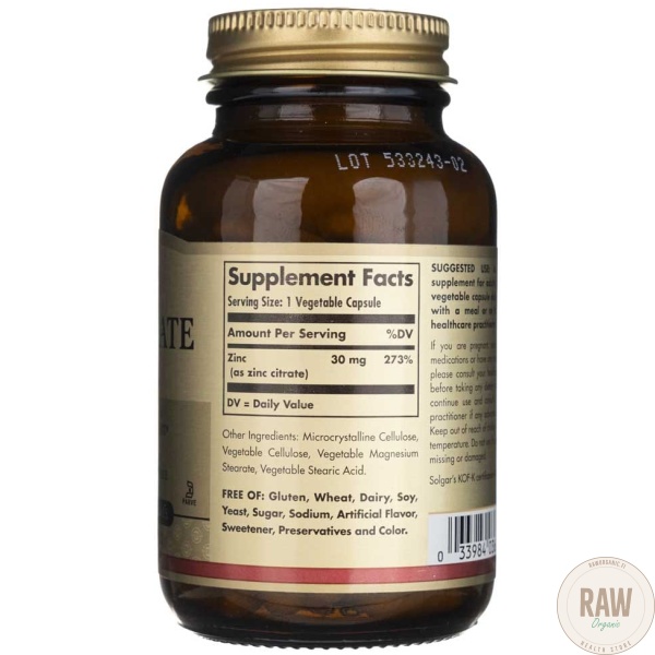 Solgar Zinc citrate 30mg 100kaps – kuva 5