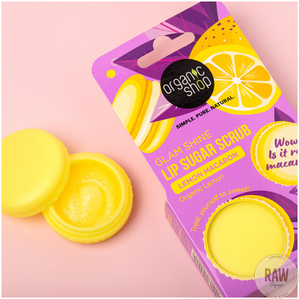 Organic Shop Glam Shine Lip Sugar Scrub Lemon Macaron, 10ml – kuva 4