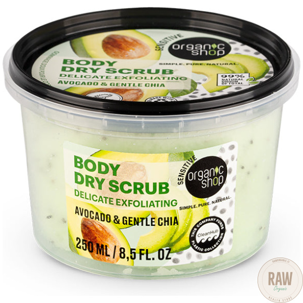 Organic shop BODY DRY SCRUB DELICATE EXFOLIATING AVOCADO & GENTLE CHIA 250ml – kuva 4