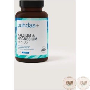 Puhdas+ Kalsium & Magnesium +K2 +D3, 90kaps