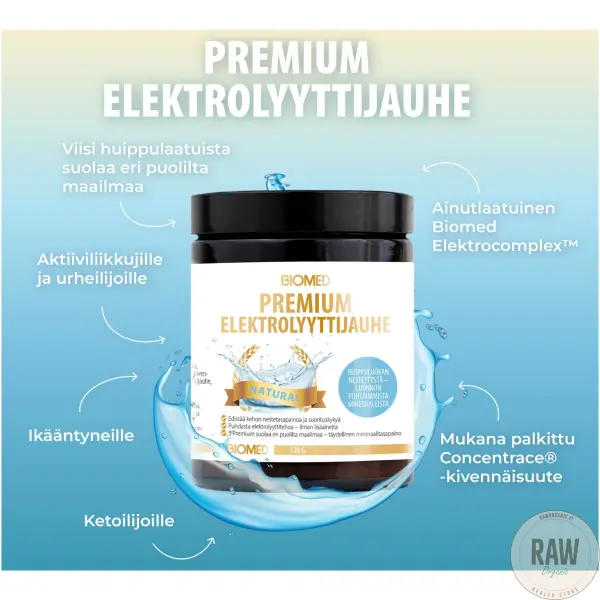 Biomed Premium Elektrolyyttijauhe, 120g – kuva 2