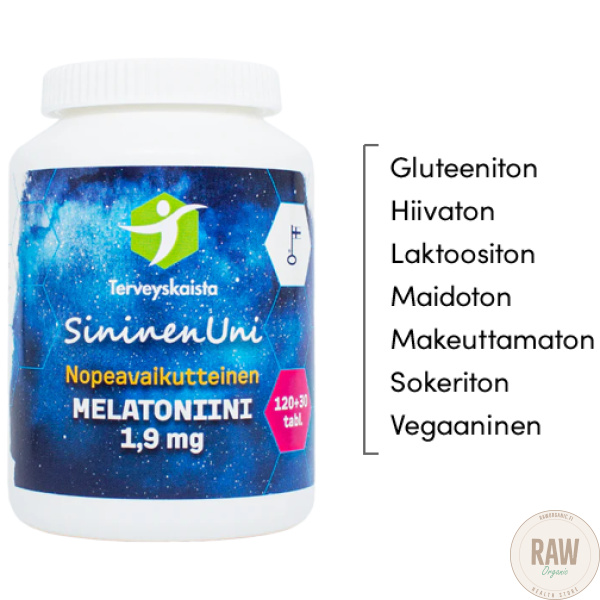 Terveyskaista SininenUni melatoniini 1,9 mg, nopeavaikutteinen, 150 tabl. – kuva 3
