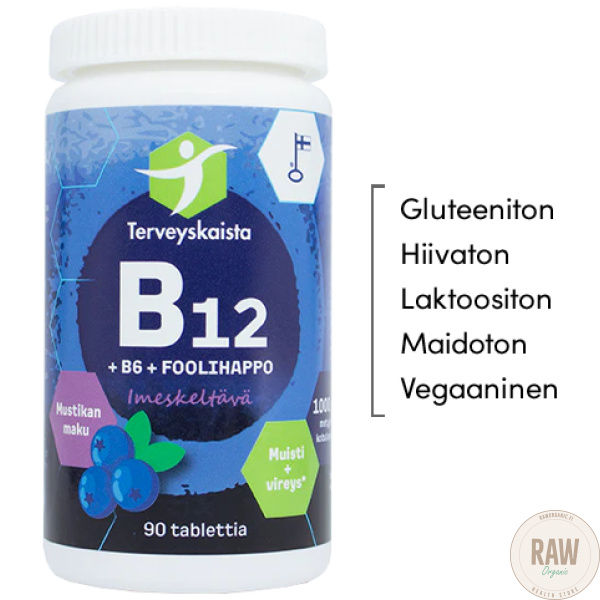 Terveyskaista B12 + B6 + Foolihappo, imeskeltävä (mustikka) – kuva 4