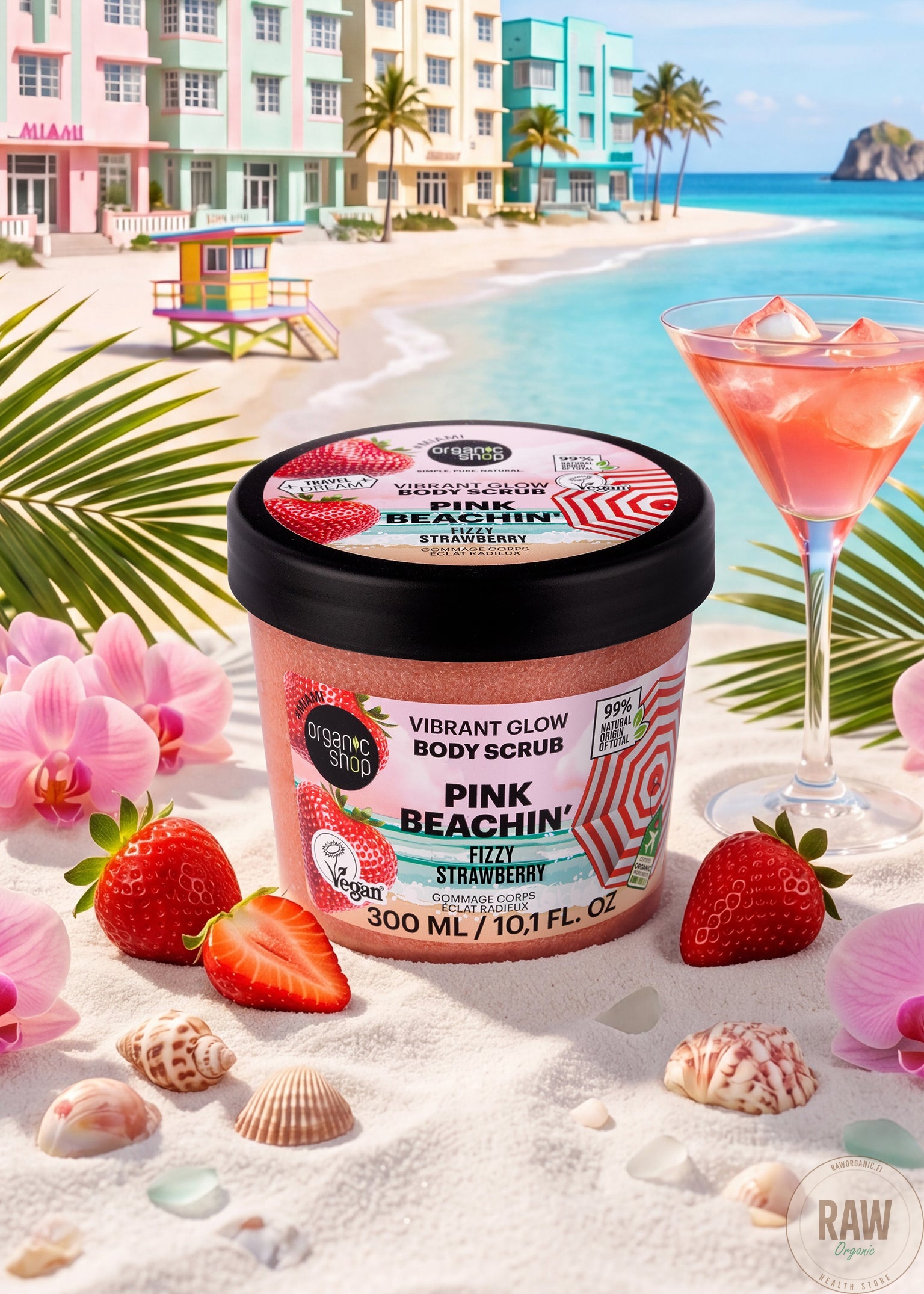 Organic shop PINK BEACHIN’ VIBRANT GLOW BODY SCRUB 300ml