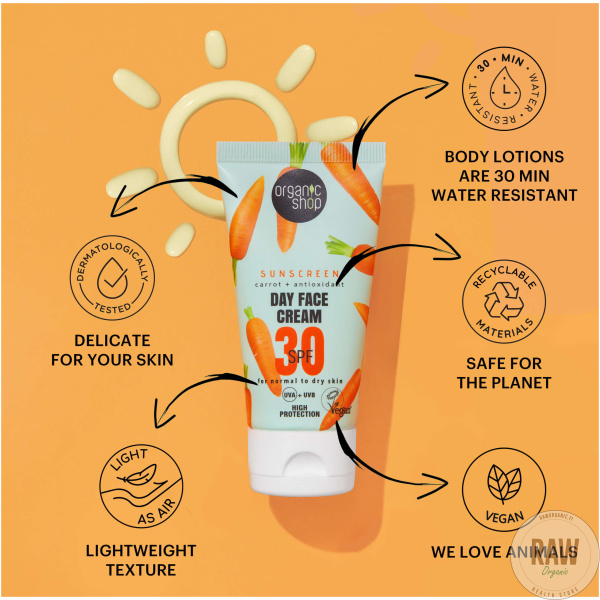 Organic Shop aurinkosuojavoide Day Face Cream 30 SPF Normaali /kuiva iho  50 ml – kuva 7
