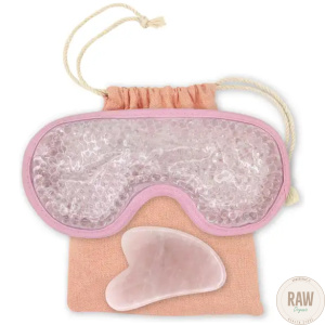 Ruusukvartsi Gua Sha kivi & silmämaski