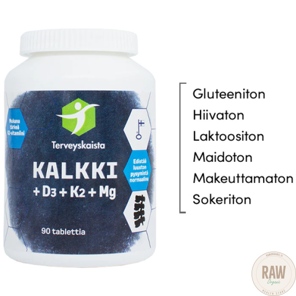Terveyskaista Kalkki+D3+k2+mg 90tabl. – kuva 4