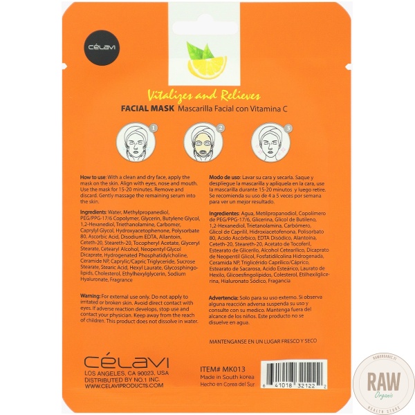 Celavi Vitamin C Facial Mask Sheet – kuva 2