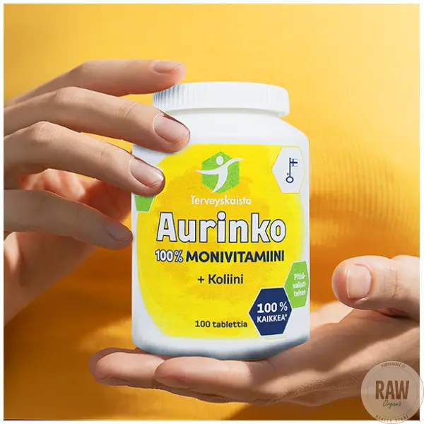 Terveyskaista Aurinko Monivitamiini + koliini 100tabl. – kuva 8