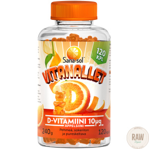 Sana-sol Vitanallet D-vitamiini 10µg appelsiini 120kpl/240g
