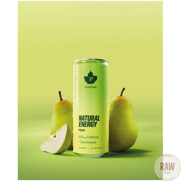 Puhdistamo Energiajuoma Natural Pear Caffein + electrolytes 330ml – kuva 2