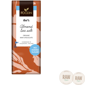 Foodin Raw Chocolate Bar Almond-Sea Salt, unsweetened, organic, 40g