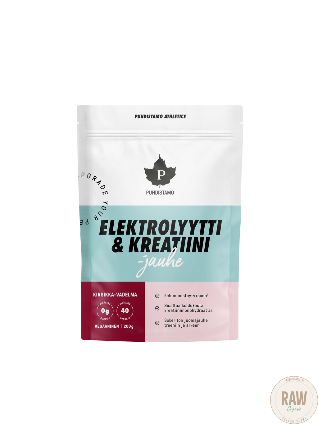 Puhdistamo Elektrolyytti & kreatiini – jauhe Kirsikka-Vadelma 200 g