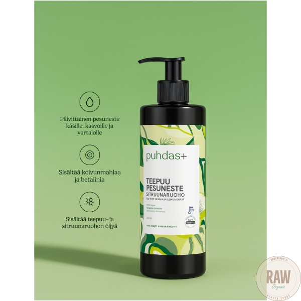 Puhdas+ Tea Tree Skinwash Sitruunaruoho 250ml – kuva 3