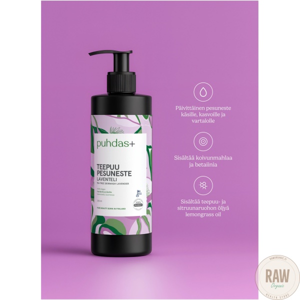Puhdas+ Tea Tree Skinwash Laventeli 250ml – kuva 8