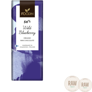 Foodin Raw Chocolate Wild Blueberry 54%, organic 40 g