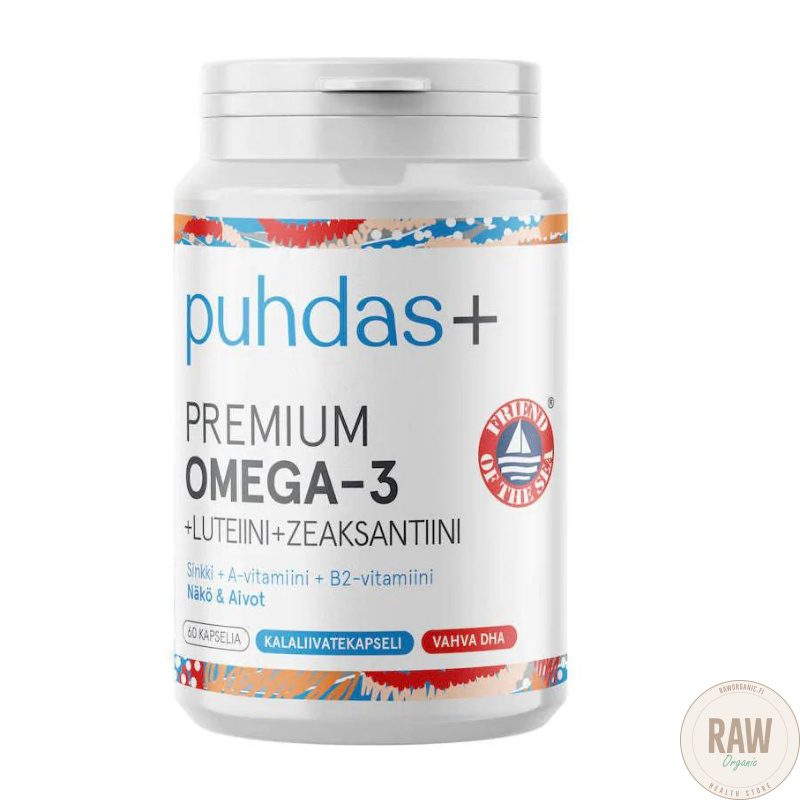 Puhdas+ Premium Omega-3 + Luteiini + Zeaksantiini 60 kaps.