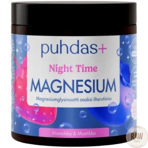 Puhdas+ Night Time Magnesium mansikka&mustikka 80g