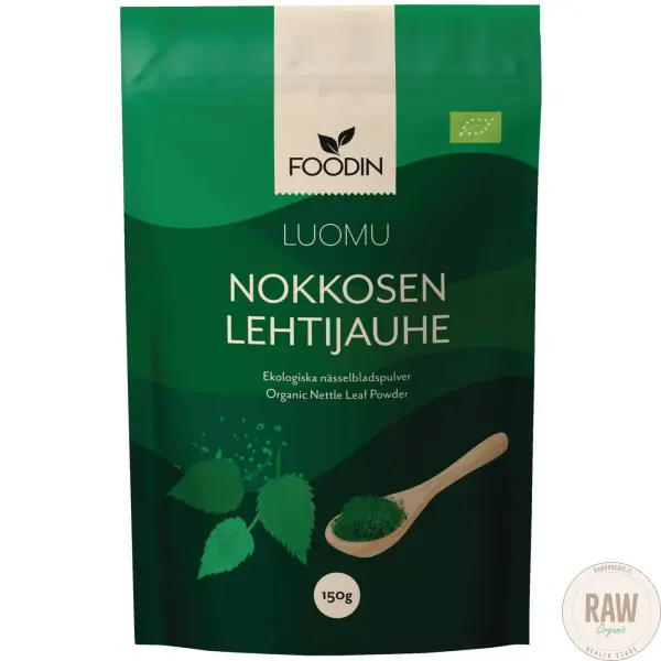 Foodin Nokkosen lehtijauhe, villi, luomu, 150g – kuva 2