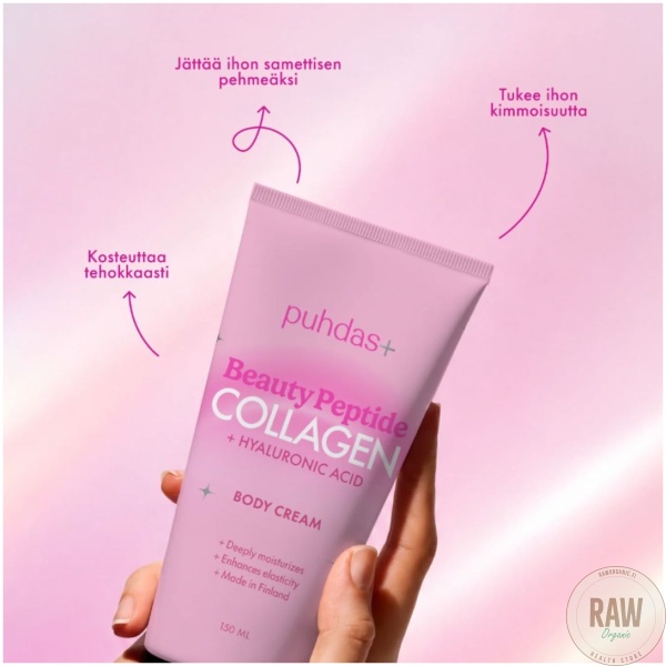 Puhdas+ Beauty Peptide Collagen + Hyaluronihappo body cream 150ml – kuva 2