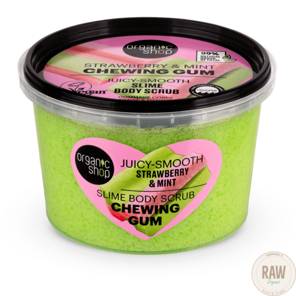 Organic Shop Slim body scrub chewing gum strawberry & mint 250 ml – kuva 2