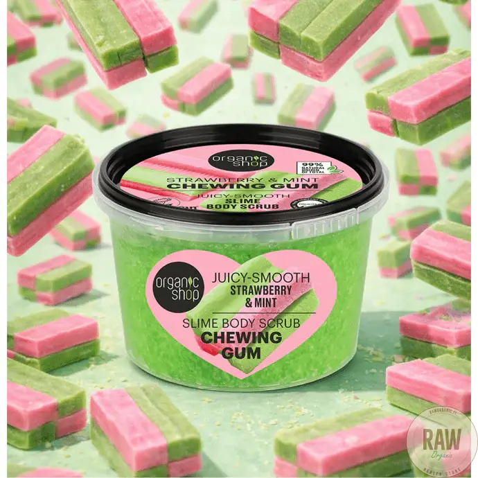 Organic Shop Slim body scrub chewing gum strawberry & mint 250 ml