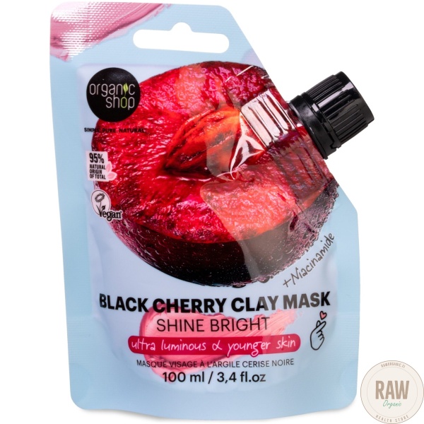 Organic shop Black Cherry Clay Face Mask Shine Bright 100ml – kuva 8