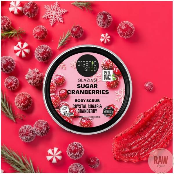 Organic shop Glazing Sugar cranberries  body scrub 250ml – kuva 7