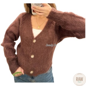 Sandy Mohair neule 70%  Ruskea/vaalea/musta
