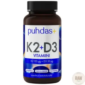 Puhdas+ K2+D3-vitamiini (120ug + 50 ug) 60 kaps